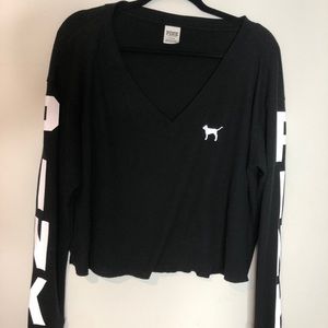 Victoria Secret Pink Black Long Sleeve Shirt